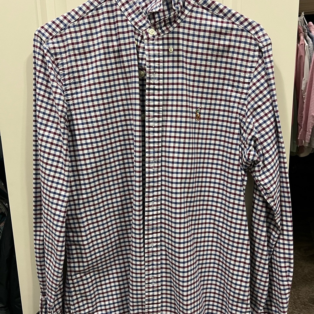 Ralph Lauren Men's Plaid Shirt - Red, Blue, White, Men’s Medium